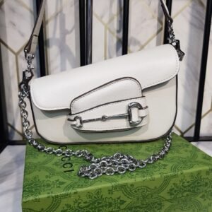 Gucci Horsebit 1955 Mini Shoulder Leather Bag white