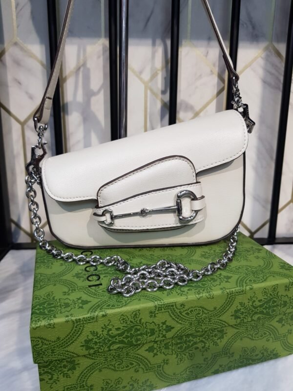 Gucci Horsebit 1955 Mini Shoulder Leather Bag white